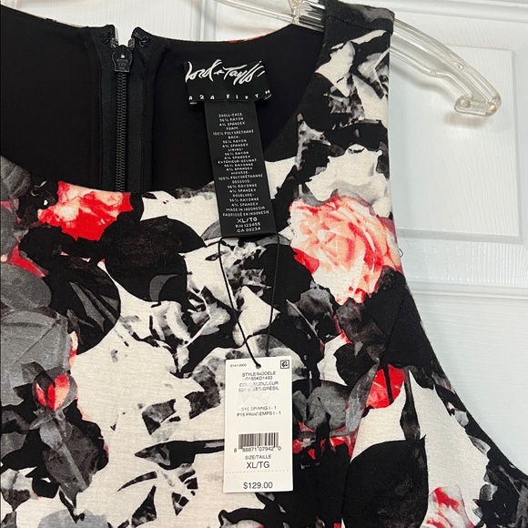 NWT Lord & Taylor Black and Red Floral Mini Dress - Picture 2 of 4